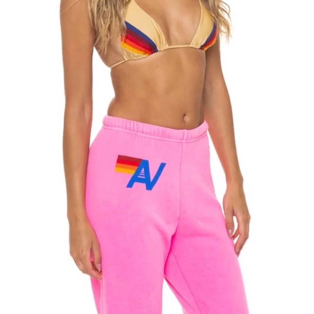 AVIATOR NATION LOGO SWEATPANTS - NEON PINK  SIZE L